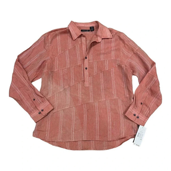 Kenneth Cole linen shirt. discoloration on front - Picture 1 of 6